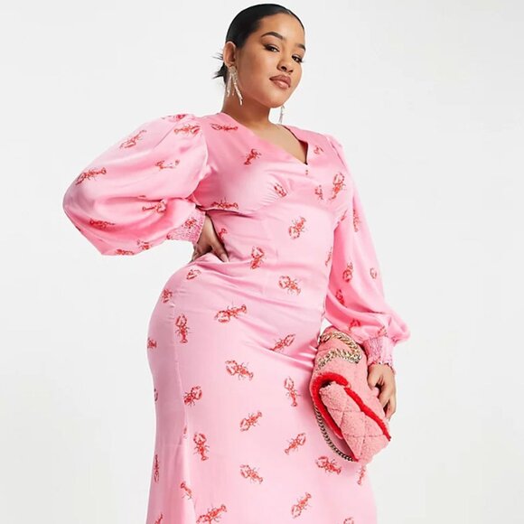 Never Fully Dressed Dresses & Skirts - NWT- Never Fully Dressed balloon sleeve maxi dress in orange lobster print